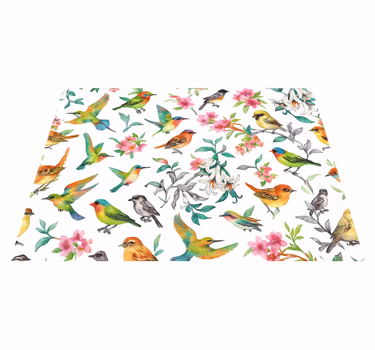 Colorful nature with birds bedroom vinyl rug - TenStickers