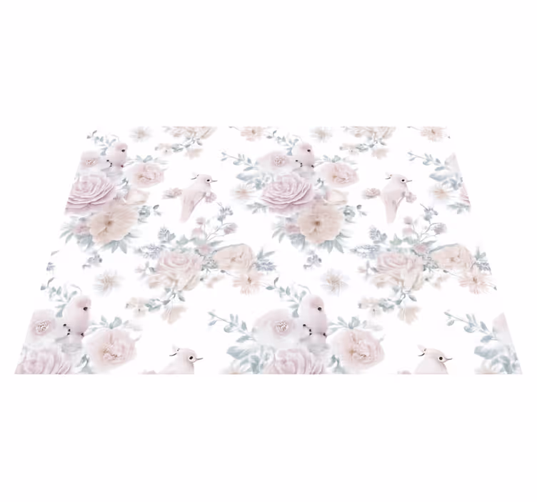 Bedroom vinyl rug in grey elegant flower design - TenStickers