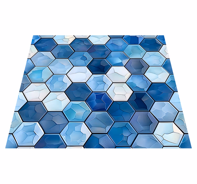 Office vinyl rug with blue tile design - TenStickers