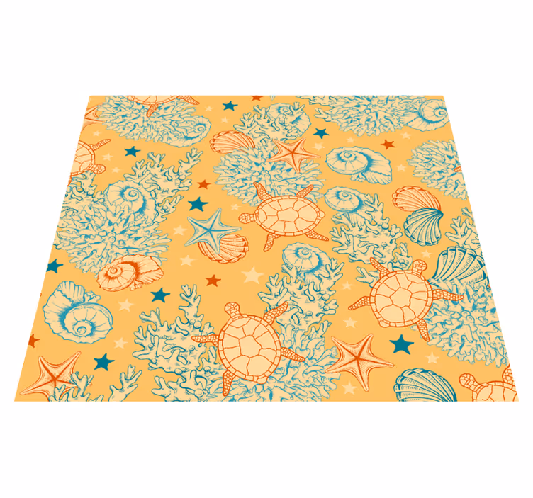 Bedroom vinyl rug underwater life soft hues - TenStickers