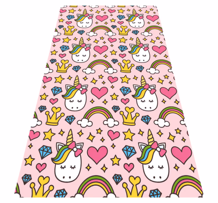 Bedroom vinyl rug with cute rainbows and unicorns - TenStickers