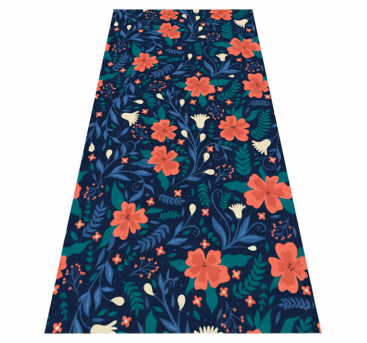 Bedroom vinyl rug with nordic floral design - TenStickers