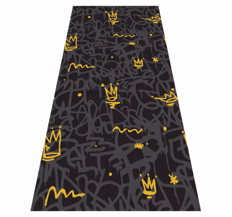 Bedroom vinyl rug with black and gold crown design - TenStickers