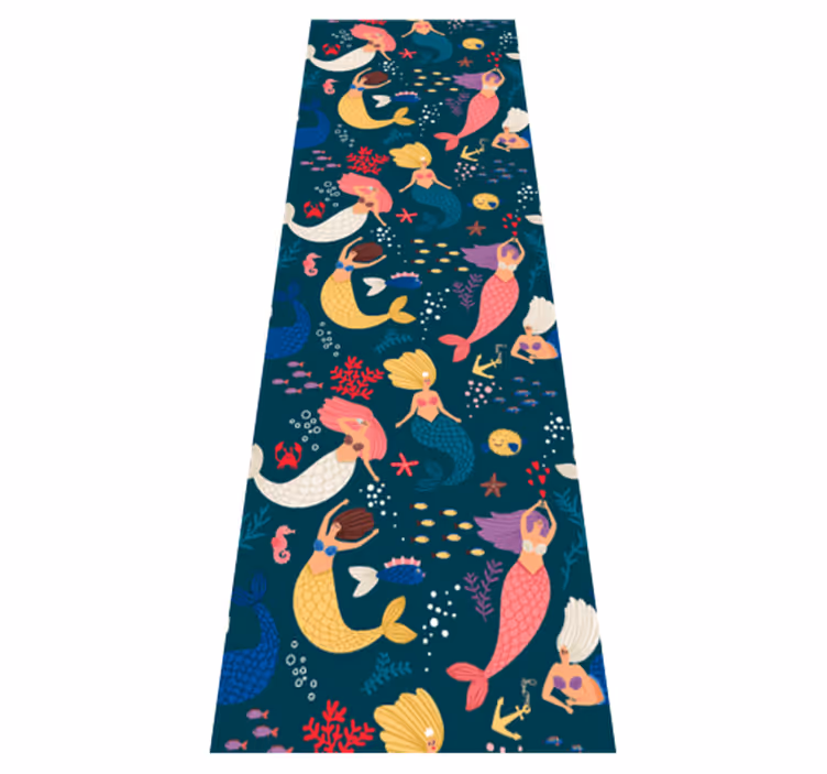 Bedroom vinyl rug with dark blue mermaid design - TenStickers