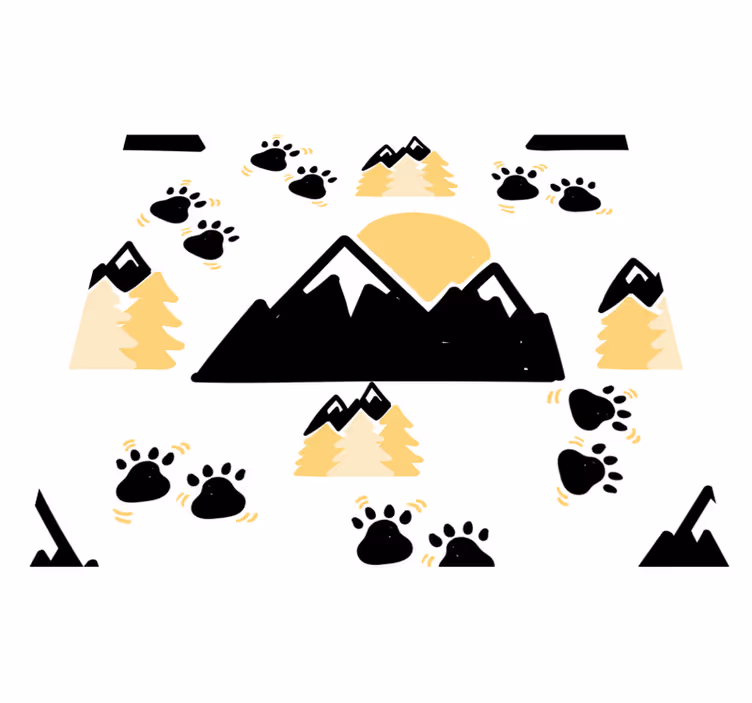 Bedroom vinyl rug footprints in mountains on white - TenStickers