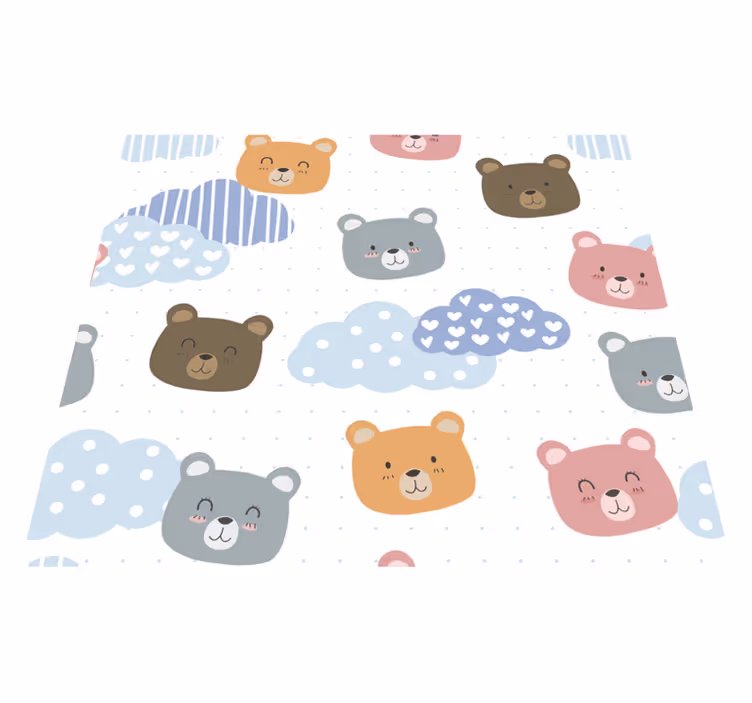 Bedroom vinyl rug minimalistic bear smile design - TenStickers