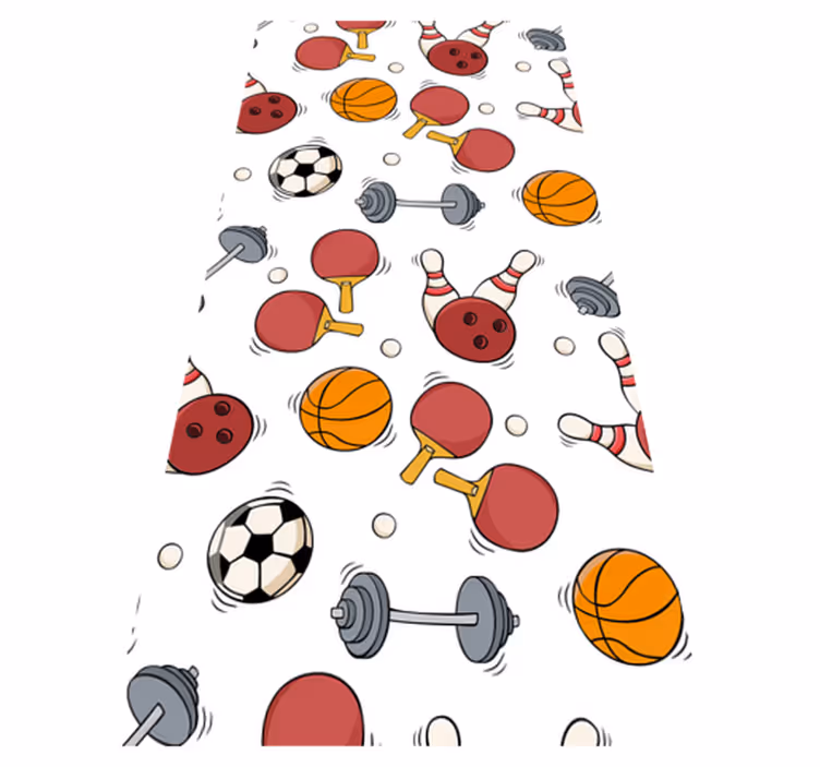 Bedroom vinyl rug with doodle sketch sports gear - TenStickers