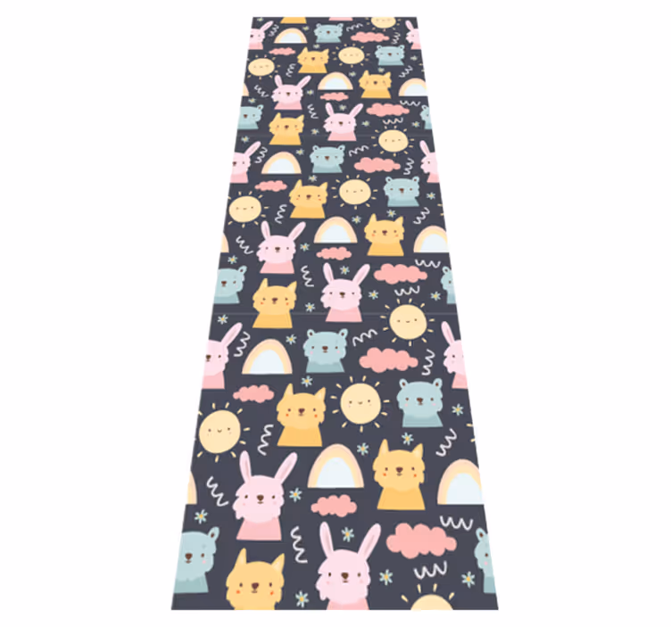 Pastel animals and rainbows bedroom vinyl rug - TenStickers