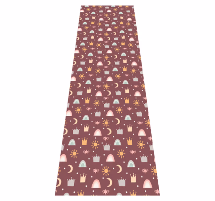 Bedroom vinyl rug with crown, star, and rainbow pattern - TenStickers