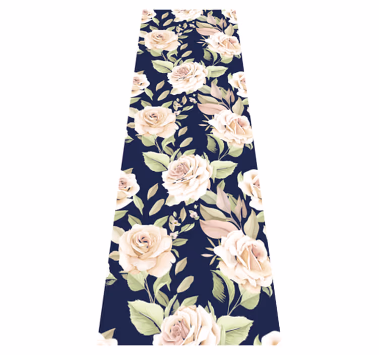 Bedroom vinyl rug with vintage rose pattern on blue - TenStickers