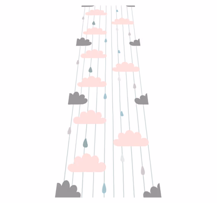 Bedroom vinyl rug pink and grey clouds - TenStickers