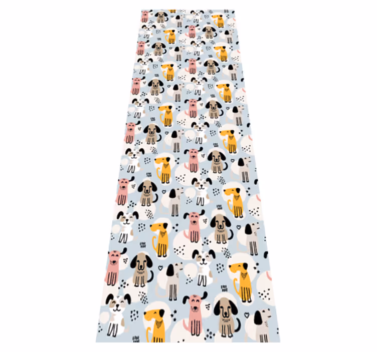 Bedroom vinyl rug with colorful dogs on blue - TenStickers