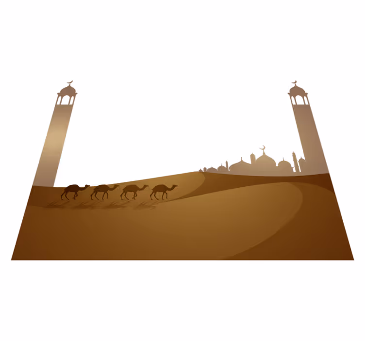 Bedroom vinyl rug with islamic mosque and camels - TenStickers