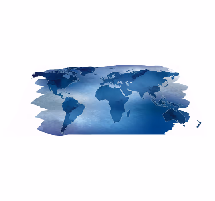 Bedroom vinyl rug watercolor blue world map - TenStickers