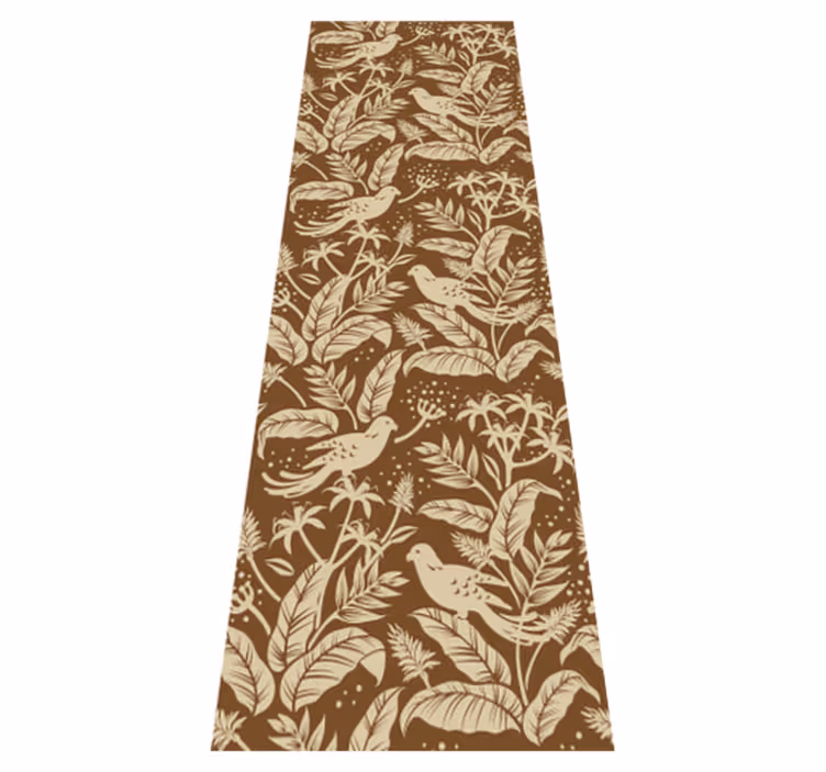 Nordic vinyl rug with golden and brown birds - TenStickers