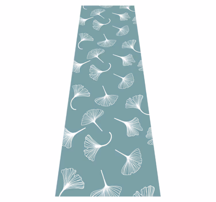Nordic vinyl rug with light blue ginkgo leaves pattern - TenStickers