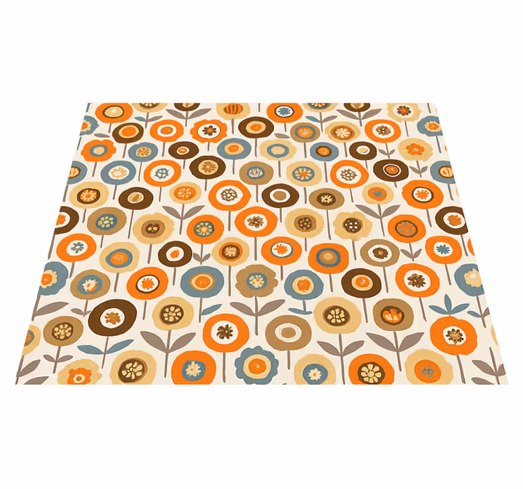 Nordic vinyl rug with vibrant vintage flowers - TenStickers
