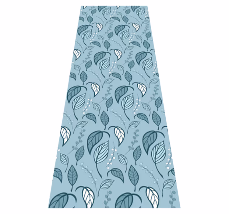 Nordic vinyl rug in scandinavian blue leaf design - TenStickers