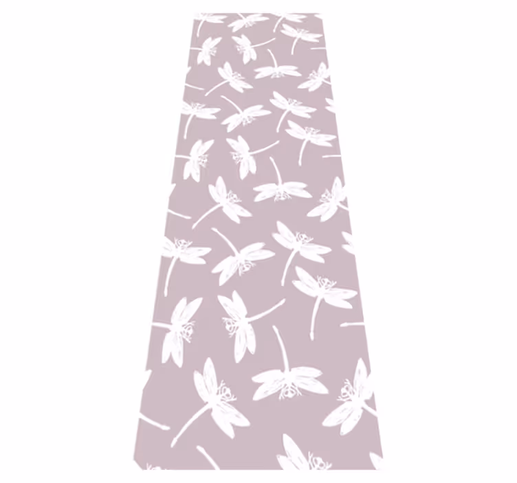 Nordic vinyl rug with pink japandi dragonfly art - TenStickers