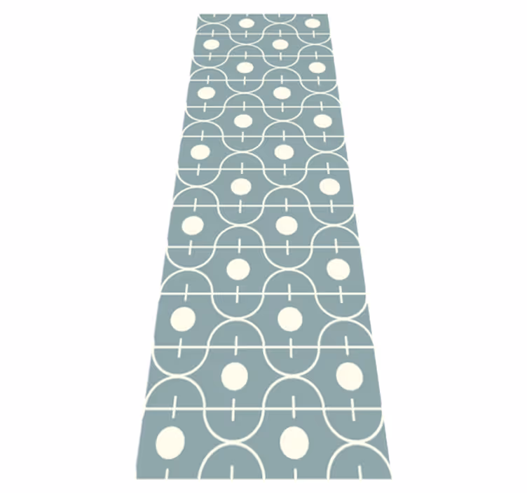 Nordic vinyl rug in blue japandi geometric design - TenStickers
