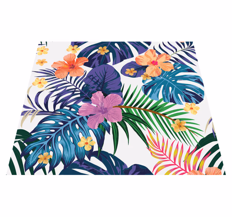 Nature vinyl rug hawaiian colorful flowers - TenStickers