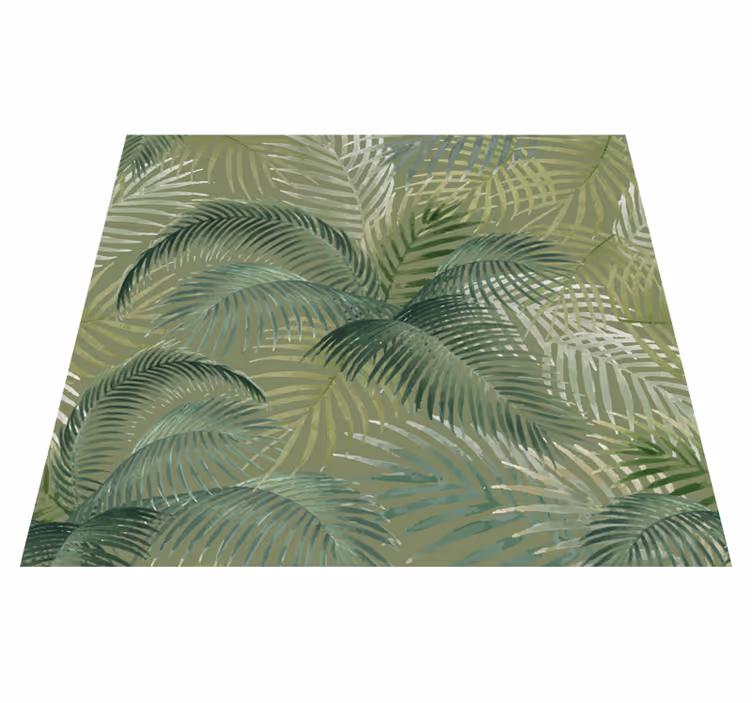 Nature vinyl rug with green leaf design - TenStickers