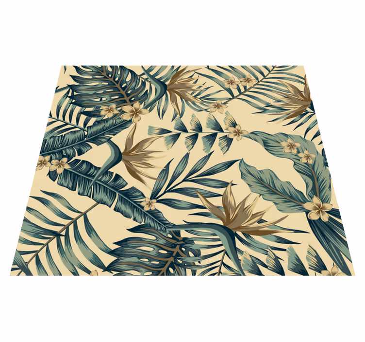 Nature vinyl rug with tropical foliage design - TenStickers