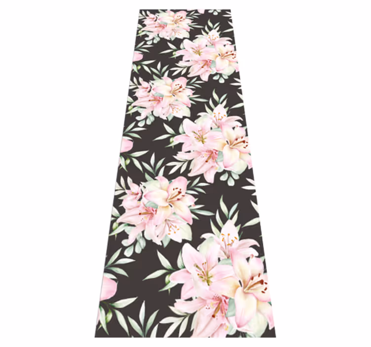 Nature vinyl rug with watercolor lilies design - TenStickers