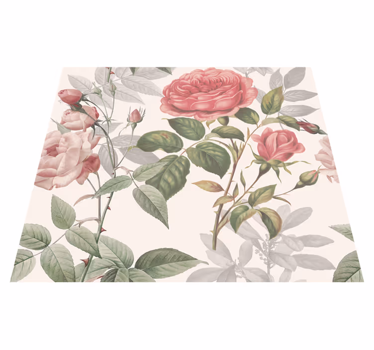 Nature vinyl rug large roses design - TenStickers