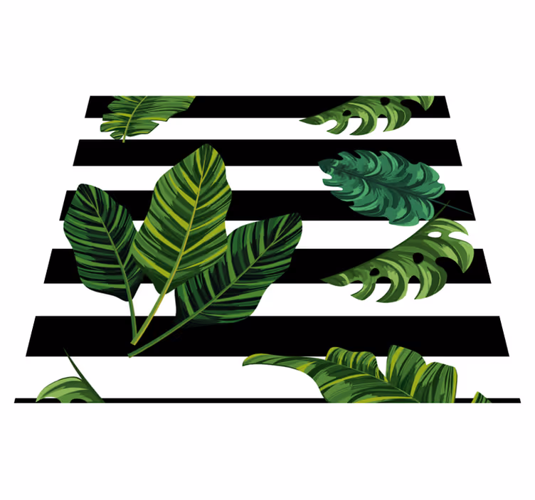 Nature vinyl rug with tropical leaves and shapes - TenStickers