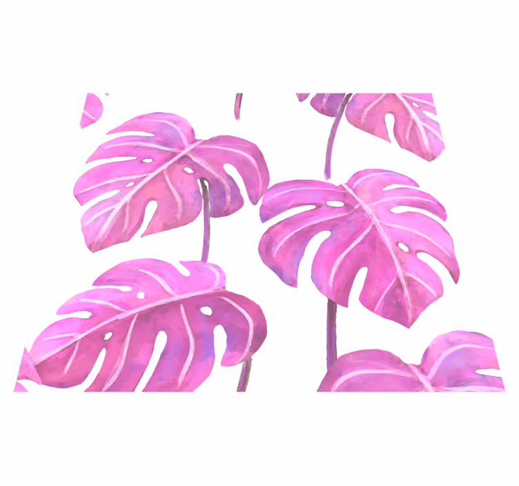 Nature vinyl rug with pink painted monstera - TenStickers