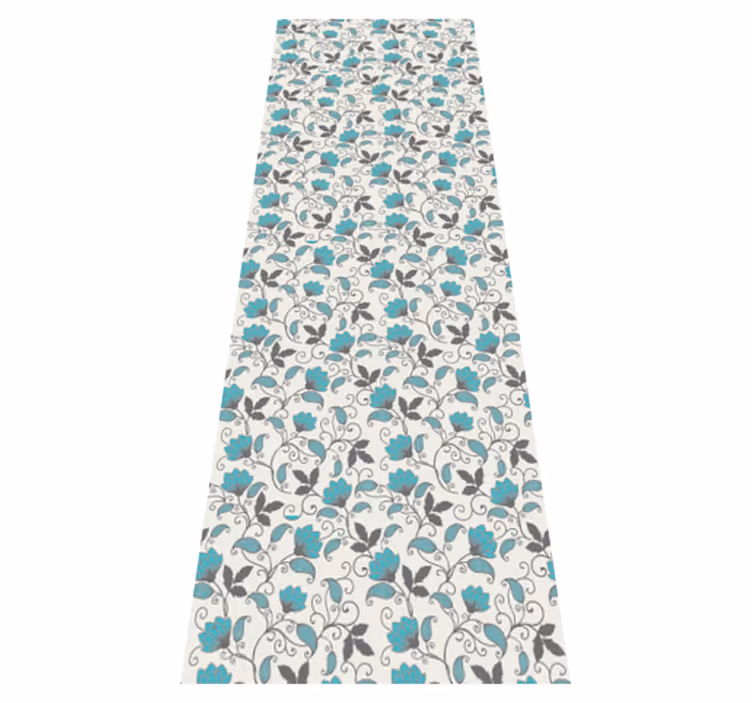 Nature vinyl rug teal lotus flower - TenStickers