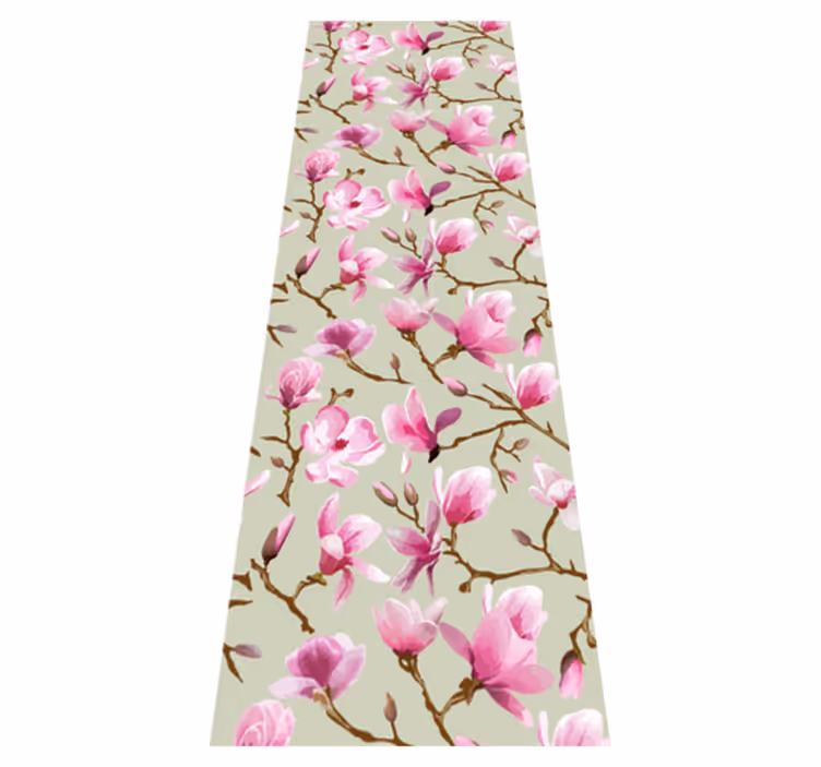 Nature vinyl rug beautiful purple magnolia treetop - TenStickers