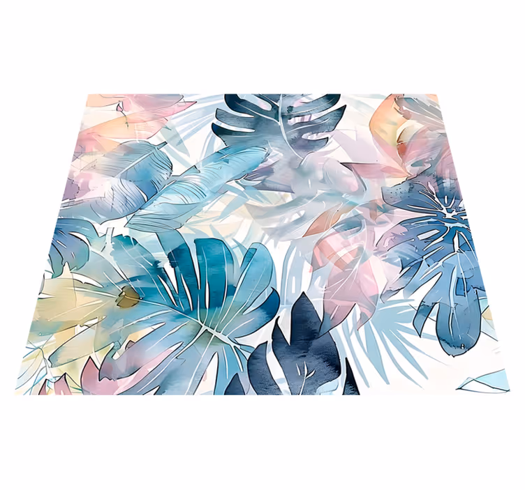 Nature vinyl rug with large leaf design - TenStickers