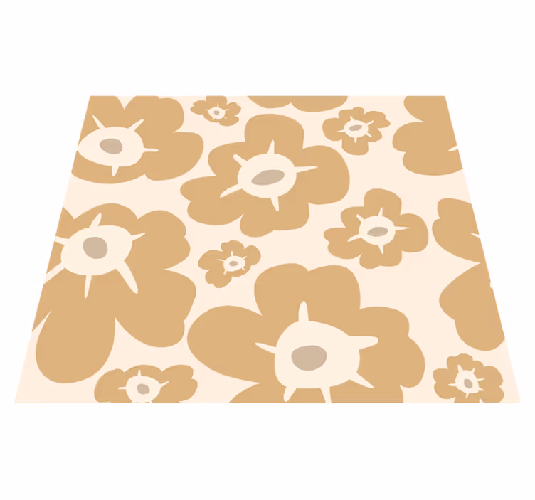 Nature vinyl rug beige poppies design - TenStickers
