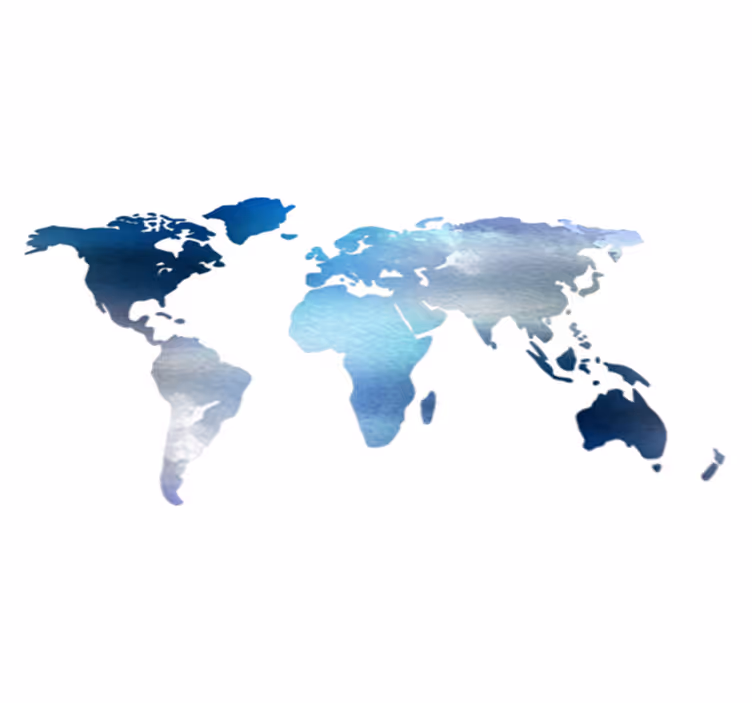 World map vinyl rug watercolor blue tones - TenStickers