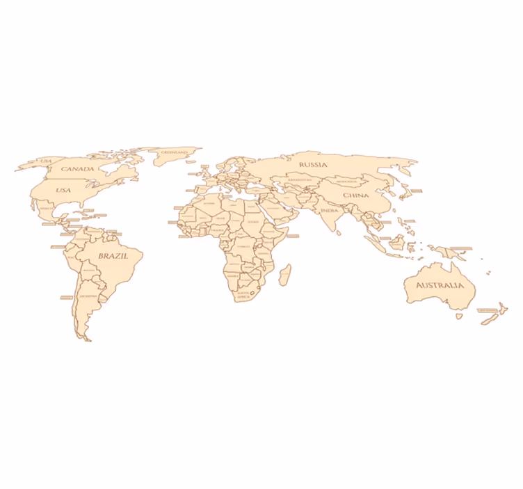 World map vinyl rug with names - TenStickers