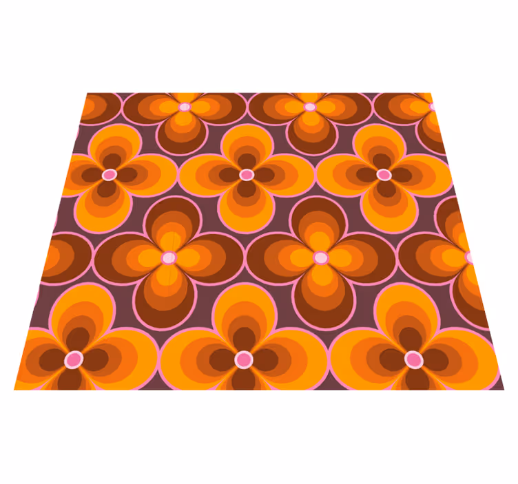 Vintage vinyl rug with retro flower pattern - TenStickers