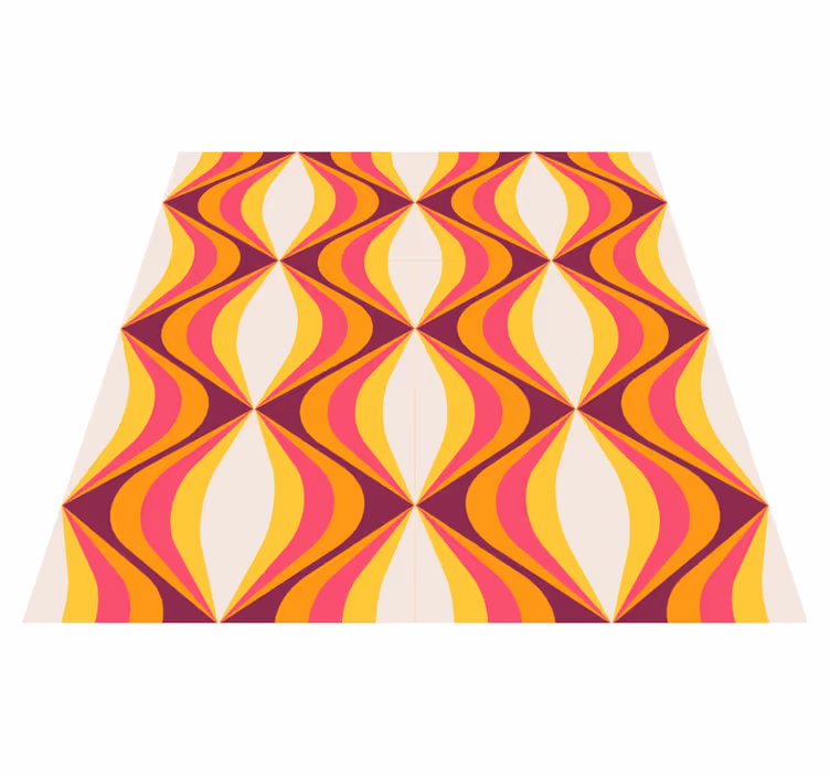Vintage vinyl rug retro orange wave - TenStickers