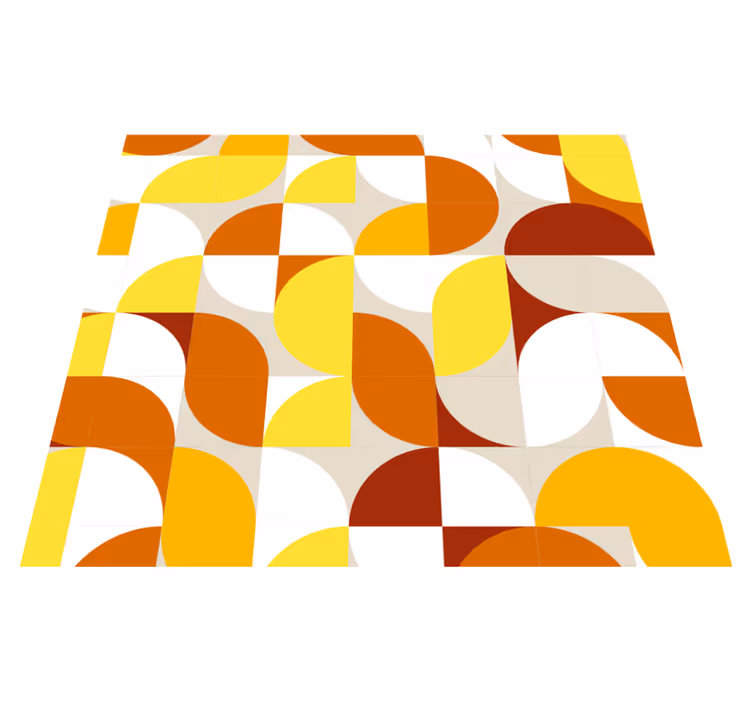 Vintage vinyl rug in retro orange and yellow - TenStickers