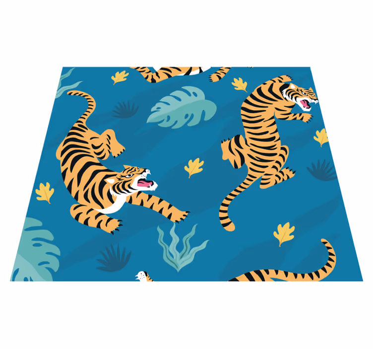 Animal vinyl rug tigers wallpaper - TenStickers