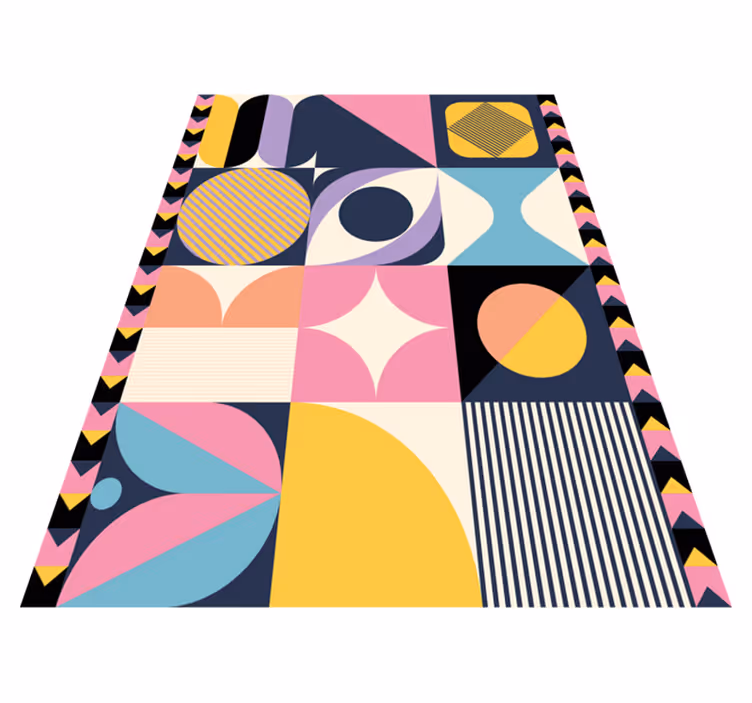 Modern vinyl rug geometric art multi figures design - TenStickers