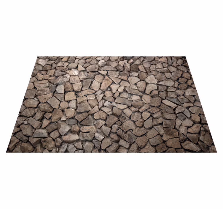 Textured vinyl rug with rustic 3d stone design - TenStickers