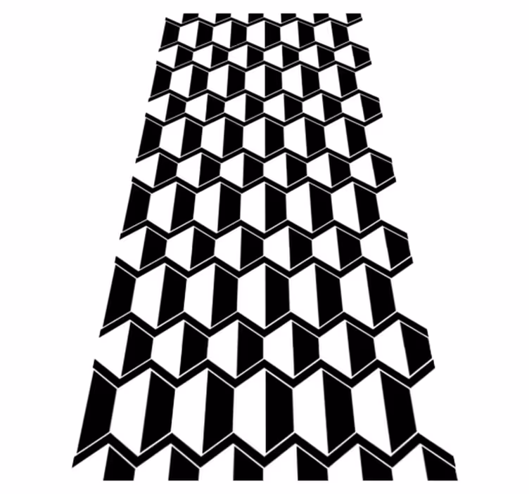 Textured vinyl rug in cosmopolitan black and white hexagons - TenStickers
