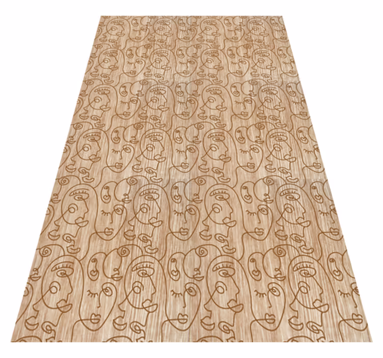 Textured vinyl rug featuring abstract beige women - TenStickers