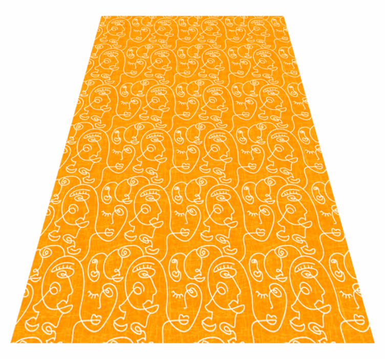 Textured vinyl rug featuring abstract orange women - TenStickers