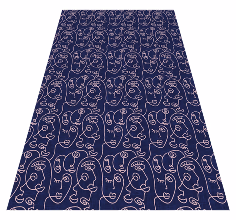 Textured vinyl rug abstract blue women design - TenStickers