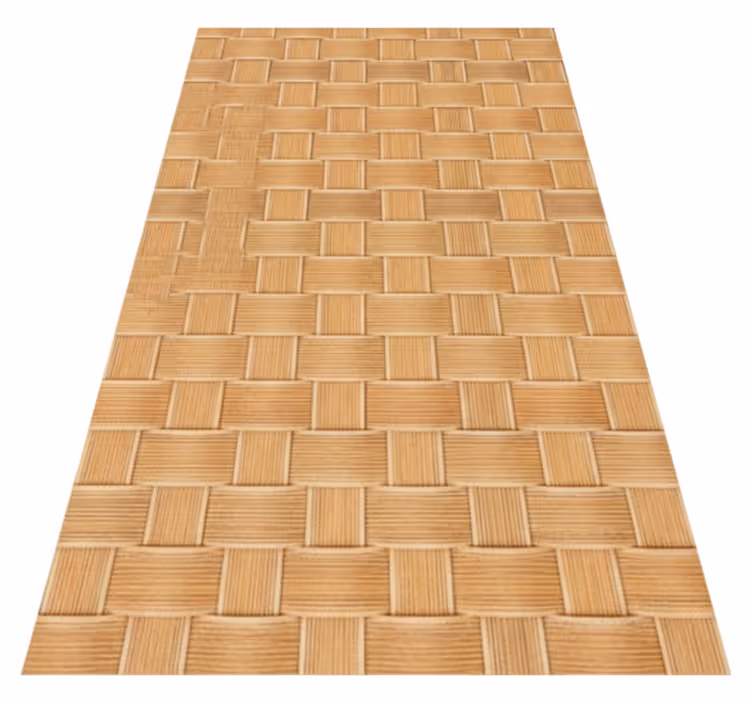 Textured vinyl rug natural wicker grid design - TenStickers