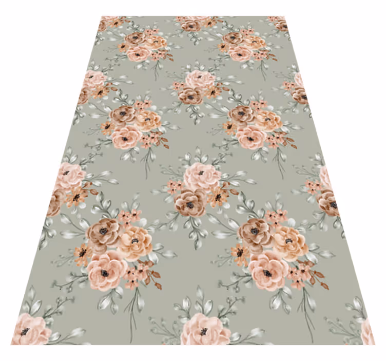 Vintage vinyl rug with mint green rose pattern - TenStickers