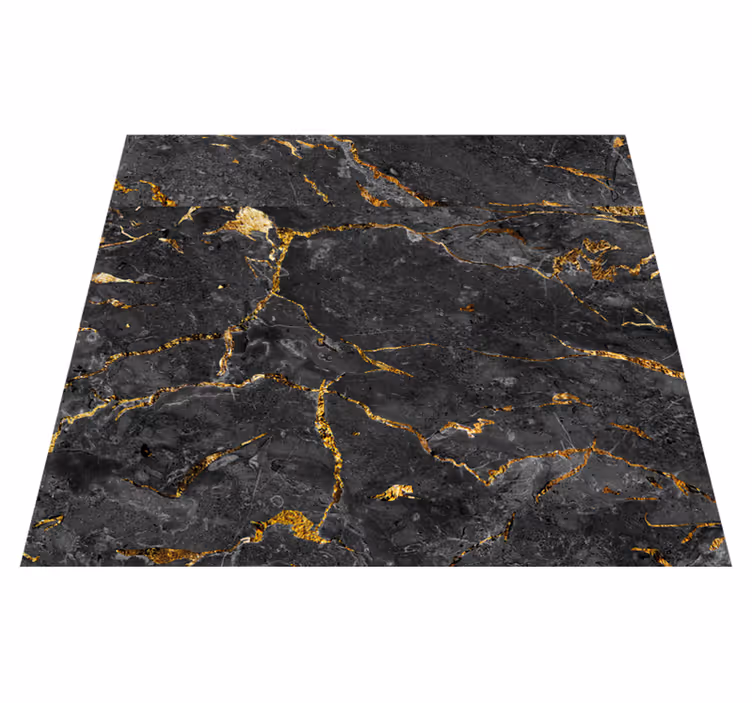 Textured vinyl rug black gold marble design - TenStickers